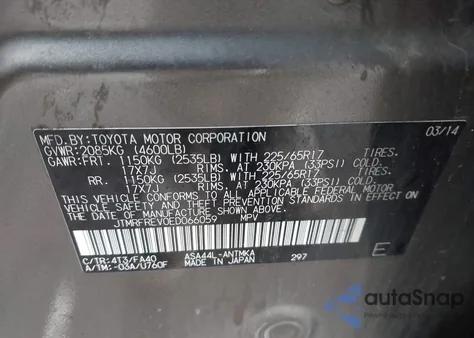 2014 Toyota Rav4 Xle from USA, damaged, VIN JTMRFREV0ED066059